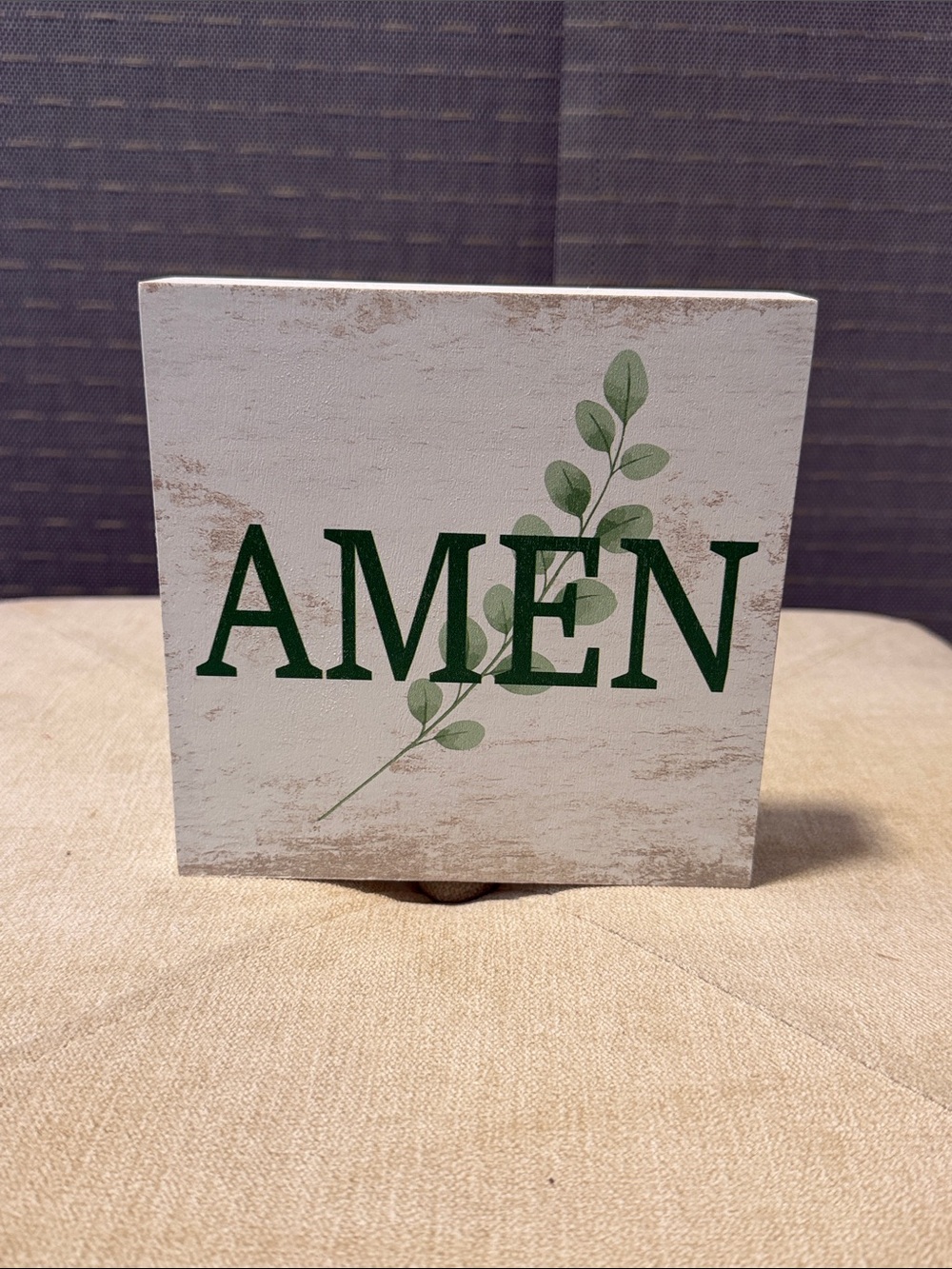 Rustic Wooden 'AMEN' Decorative Block Sign
